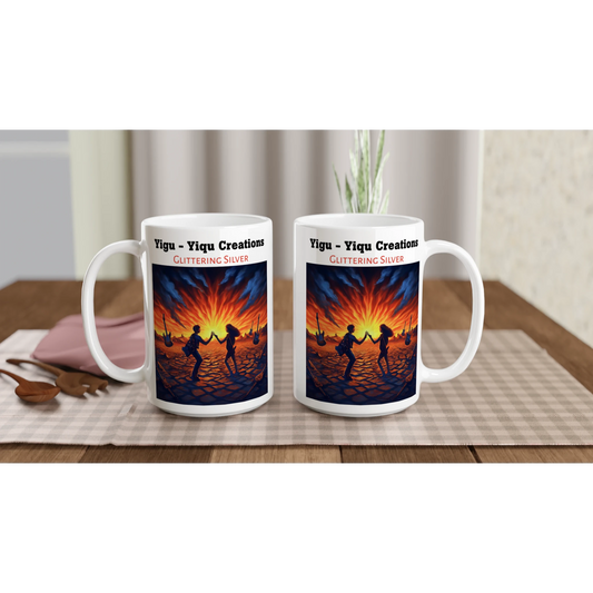 White Ceramic Mug | Glittering Silver