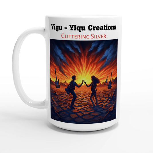 White Ceramic Mug | Glittering Silver