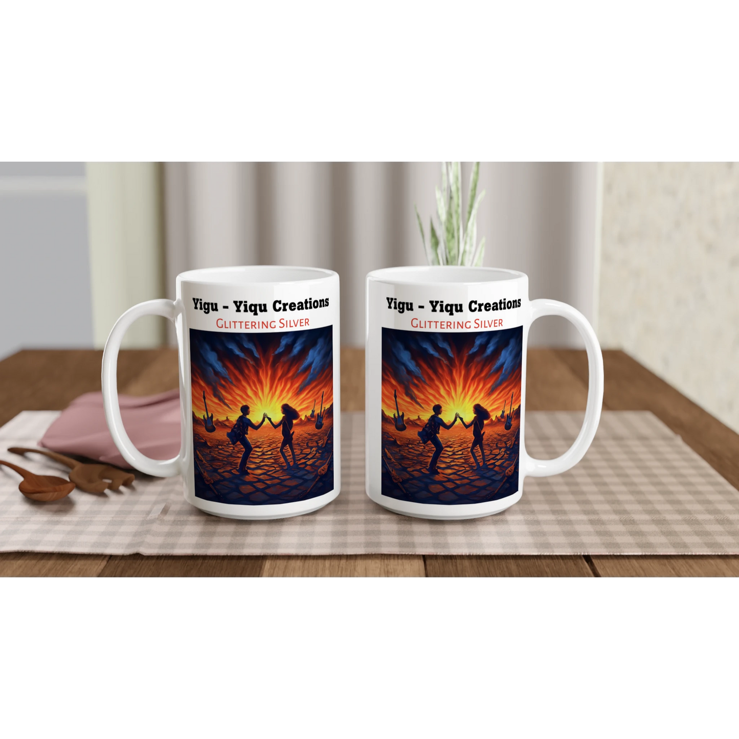 White Ceramic Mug | Glittering Silver