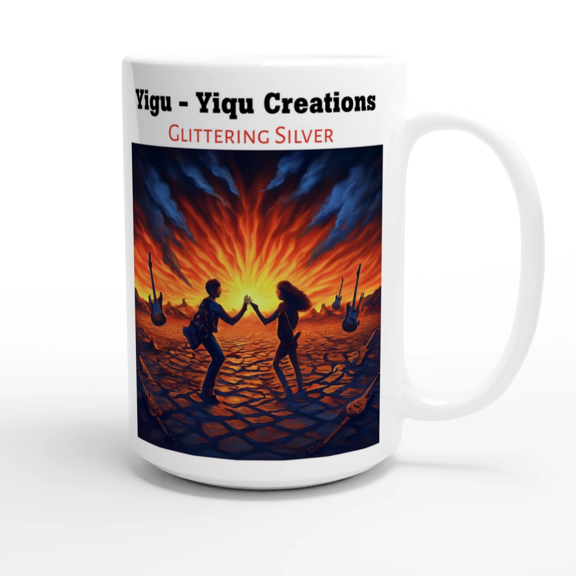 White Ceramic Mug | Glittering Silver